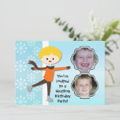 ブロンドボーイ誕生日スケートで滑るパーティの招待状 招待状 (スタンド正面)