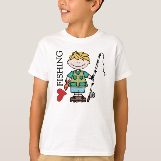 ブロンドボーイIラブ魚釣り Tシャツ (正面)