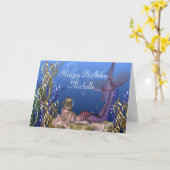 ブロンドマーメイドファンタジーカスタマイズ可能誕生日カード カード (黄色い花)