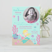 ブロンドマーメイドファースト誕生日 招待状 (スタンド正面)