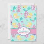 ブロンドマーメイドファースト誕生日 招待状 (裏面)