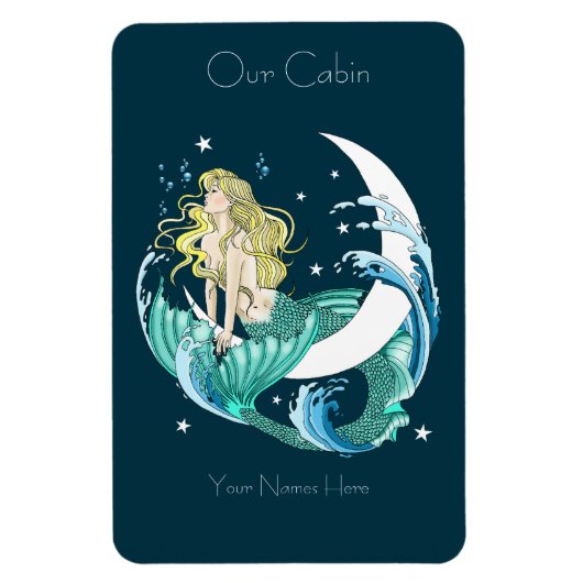 ブロンドマーメイドムーンファンタジーアールデコクルーズ船 マグネット (縦)