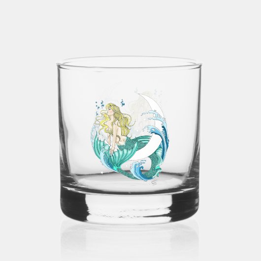 ブロンドマーメイドムーンファンタジーアールデコ ウイスキーグラス (正面)
