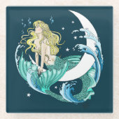 ブロンドマーメイドムーンファンタジーアールデコ ガラスコースター (正面)