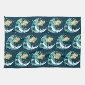 ブロンドマーメイドムーンファンタジーアールデコ キッチンタオル (横)