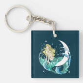 ブロンドマーメイドムーンファンタジーアールデコ キーホルダー (正面)