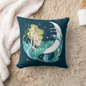 ブロンドマーメイドムーンファンタジーアールデコ クッション (ブランケット)