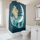 ブロンドマーメイドムーンファンタジーアールデコ シャワーカーテン (インサイチュ)