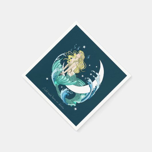 ブロンドマーメイドムーンファンタジーアールデコ スタンダードカクテルナプキン (角)
