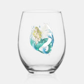 ブロンドマーメイドムーンファンタジーアールデコ ステムなしワイングラス (正面)