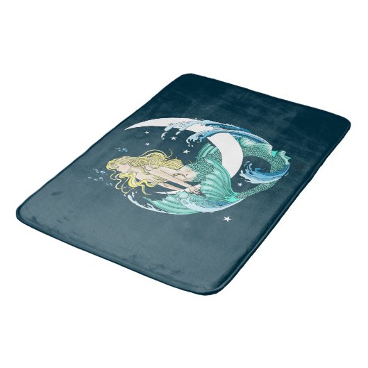 ブロンドマーメイドムーンファンタジーアールデコ バスマット (アングル)