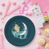 ブロンドマーメイドムーンファンタジーアールデコ ペーパープレート (パーティー)