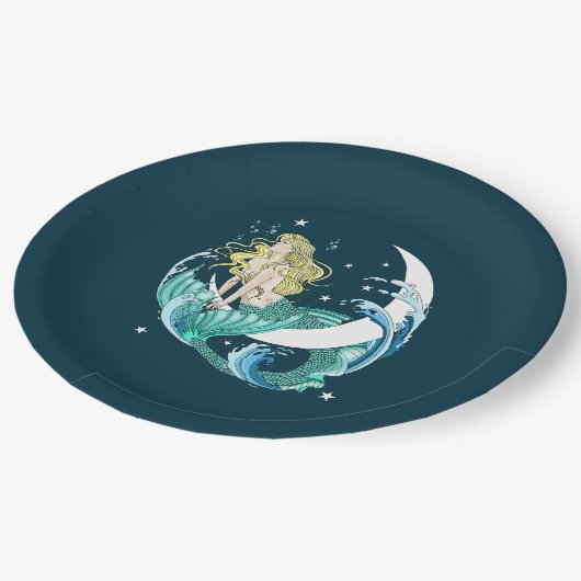 ブロンドマーメイドムーンファンタジーアールデコ ペーパープレート (アングル)