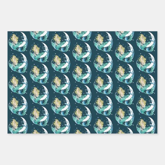 ブロンドマーメイドムーンファンタジーアールデコ ラッピングペーパーシート (正面3)