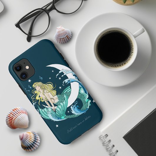 ブロンドマーメイド三日月ファンタジーアールデコ Case-Mate iPhoneケース