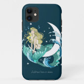 ブロンドマーメイド三日月ファンタジーアールデコ Case-Mate iPhoneケース (裏面)