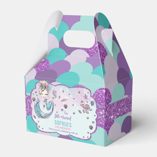ブロンドマーメイド誕生日ベビーシャワーありがとう フェイバーボックス (正面サイド)