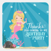 ブロンドマーメイド誕生日 スクエアシール (正面)