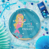 ブロンドマーメイド誕生日 ペーパープレート (パーティー)