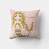 ブロンドマーメイド金ゴールドグリッターベビーガールシャワー名 クッション (裏面)