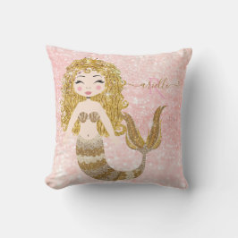 ブロンドマーメイド金ゴールドグリッターベビーガールシャワー名 クッション