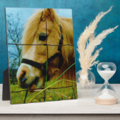 ブロンドミニチュアポニー/ホースブルースカイ フォトプラーク (側面)