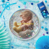 ブロンドユニセックスベビー《キリスト教》洗礼式や命名式 ペーパープレート (パーティー)