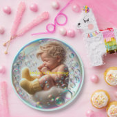 ブロンドユニセックスベビー《キリスト教》洗礼式や命名式 ペーパープレート (パーティー)