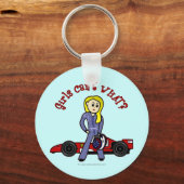 ブロンドレースカードライバーガール キーホルダー (正面)