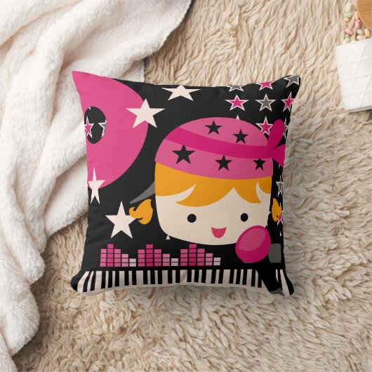 ブロンドロックスターシンガーピロー クッション (ブランケット)