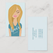 ブロンドロングヘアウーマン美容師美容師 名刺 (正面/裏面)