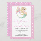 ブロンド人魚パーティー赤ちゃんシャワー。海の下。 招待状 (正面/裏面)