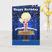 ブロンド女体操シークレットメッセージ誕生日 カード (黄色い花)