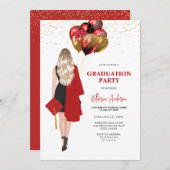 ブロンド女子赤卒業パーティー 招待状 (正面/裏面)