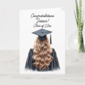 ブロンド女子黒人卒業おめでとう サンキューカード (正面)