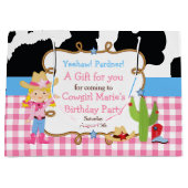 ブロンド女性のカーボーイウェスタンサンキューユー ラージペーパーバッグ (正面)