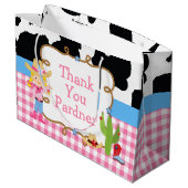 ブロンド女性のカーボーイウェスタンサンキューユー ラージペーパーバッグ (裏面アングル)