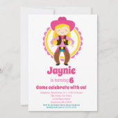 ブロンド女性のカーボーイバースデーパーティー 招待状 (正面)