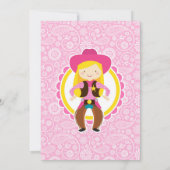 ブロンド女性のカーボーイバースデーパーティー 招待状 (裏面)