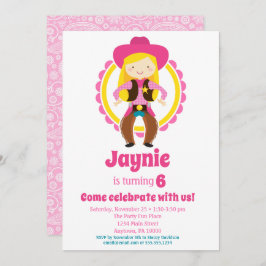 ブロンド女性のカーボーイバースデーパーティー 招待状