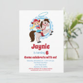 ブロンド女性のカーボーイホースロデオバースデーパーティー 招待状 (スタンド正面)