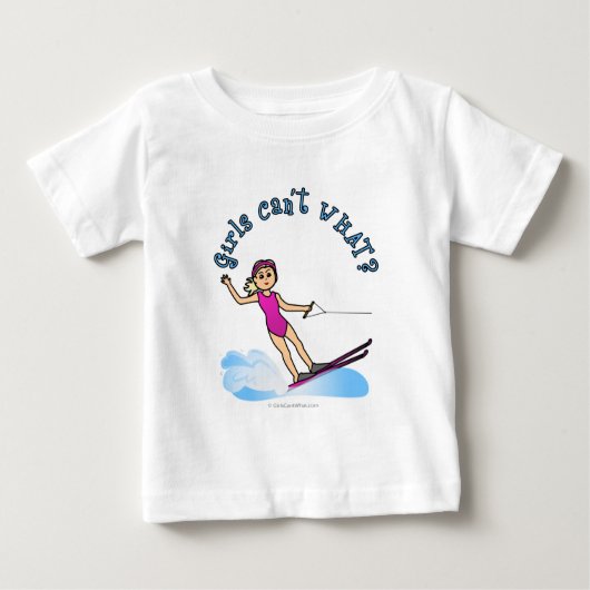 ブロンド女性ウォータースキーヤー ベビーTシャツ (正面)