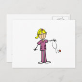 ブロンド女性スティックフィギュアナース ポストカード (正面/裏面)