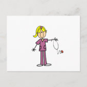 ブロンド女性スティックフィギュアナース ポストカード (正面)