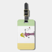 ブロンド女性スティックフィギュアナース ラゲッジタグ (正面縦)