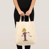 ブロンド女性スティックフィギュアナースTシャツ トートバッグ (正面(商品))