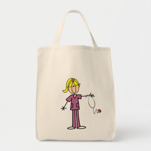 ブロンド女性スティックフィギュアナースTシャツ トートバッグ (正面)