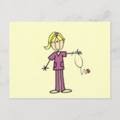 ブロンド女性スティックフィギュアナースTシャツ ポストカード (正面)