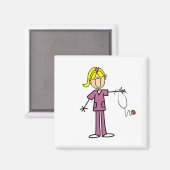 ブロンド女性スティックフィギュアナースTシャツ マグネット (正面/裏面)