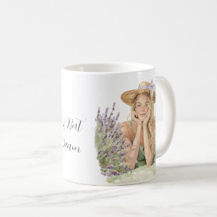 ブロンド女性ラベンダー花人生は夢 コーヒーマグカップ